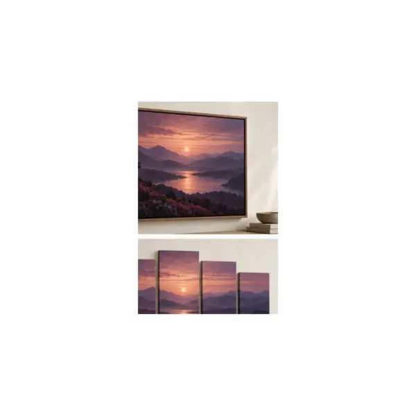 Aubergine Horizon Three-Panel Canvas Set
