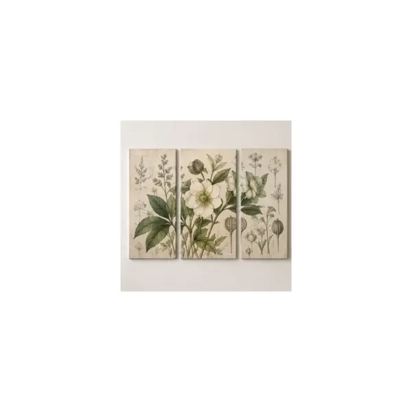 Botanical Study Three-Panel Canvas Set