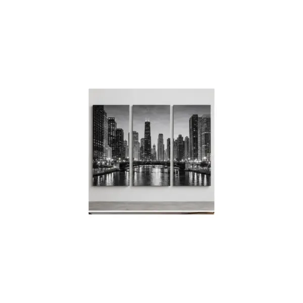 Monochrome City Three-Panel Canvas Set