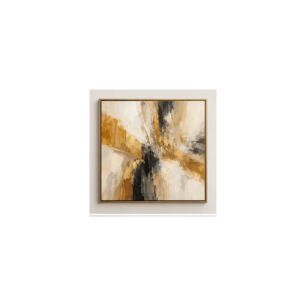 Golden Abstract Framed Canvas Wall Art
